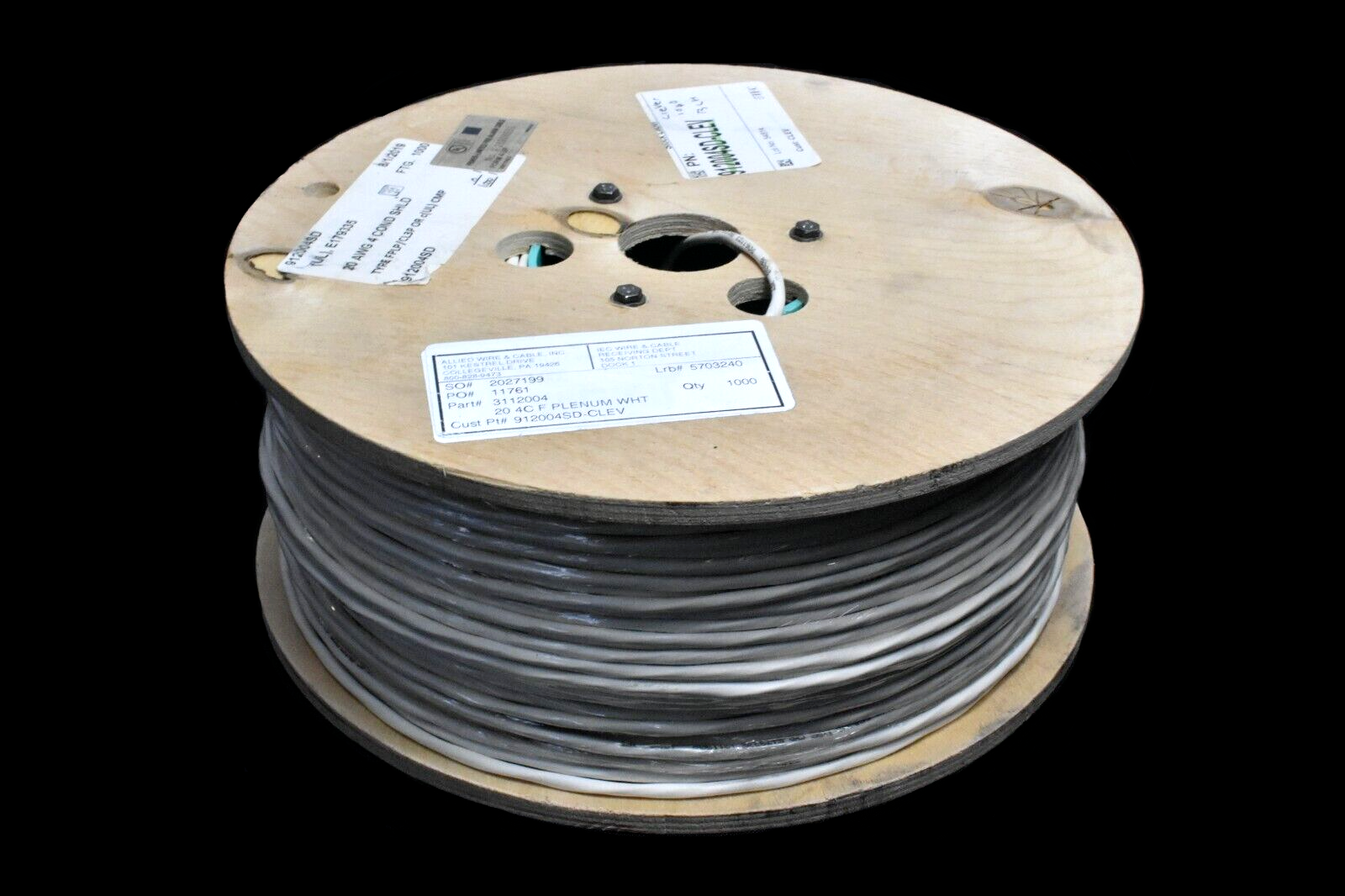 CABLE DE ALARMA CONTRA INCENDIOS DE POTENCIA LIMITADA 20 AWG. 4 COND BLINDADO CMP PLEMNUM BLANCO 1000 PIES